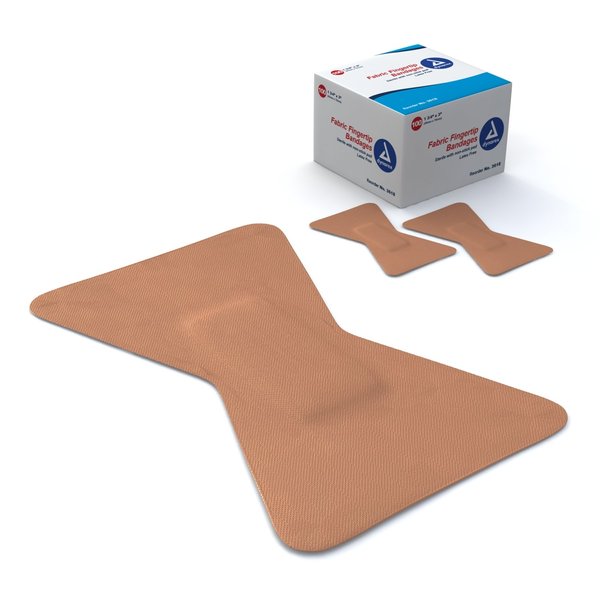 Dynarex Adhesive Bandage, Fabric Fingertip, 1.75 Inches x 3 Inches Sterile, 100 Count (Pack of 2)