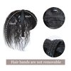 viviaBella Women 10" Twist Braid Headband Straight Hairpieces Human Hair Clip In Topper Hair Extensions With Bangs Natural Black (Curly Natural Black)