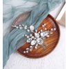 Denifery Bride Crystal Wedding Hair Comb Pearl Hair Piece Silver Bridal Hair Accessories for Women and Girls