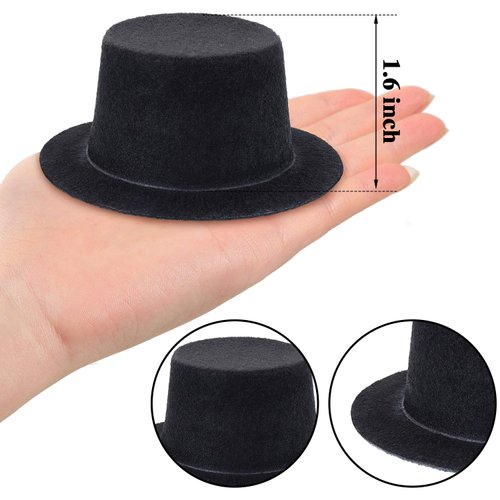 8 Pieces Felt Top Hats Black Mini Felt Top Hats Party Hats for Christmas Party, Snowman, Doll, Craft Projects Deco