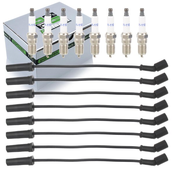 partszen 9748UU 41-110 Spark Plugs & Wires Set for Chevrolet Avalanche Express Silverado Suburban for Cadillac Escalade for GMC Canyon Savana Sierra 1500 2500 3500 Yukon Xl 2009-2015