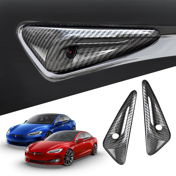 Femibon Signal Side Camera Protection Cover Fit for Tesla Model Y, Applicable to Tesla Model Y 2023 HW4.0 (Glossy Carbon Fiber Pattern)