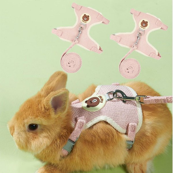 WEWAYKGJ Rabbit Harness and Leash Set 2 Pieces Adjustable Bunny Harness Leash Ferret Harness Guinea Pig Harness Ferret Leash for Small Pets Walking Outdoor (Pink Small)