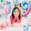 40 Inch Gradient Blue Pink Number 9 Balloon, 9th Birthday Balloons, 11Pcs Pearl Light Purple Pink Blue Latex Balloons 9 Foil Balloon for Kids Girl 9th Birthday Mermaid Party Decorations Anniversary