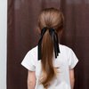 Black Ribbon Hair Ties Cheer Long Tassel Elastic Hairbands Handmade Girls Women Ponytail Holder Hair Accessories for Holiday Party