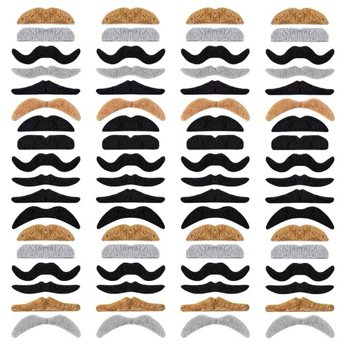 Ysanciuu 72 Pieces Novelty Fake Mustaches,Self Adhesive Costume Accessories Halloween Fake Whisker Masquerade Party Supplies for Birthday and Performance