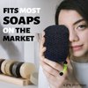 MIG4U Exfoliating Soap Bag for Shower 2 Pieces - Bar Soap Saver Pouch, Bamboo Body Scrubber Exfoliator Pocket in Travel Bathing, Black