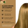 Fvquhvo Hair Dye Shampoo Blonde, Argan Oil Instant Hair Color Shampoo, Long Lasting Brown Hair Shampoo, Semi-Permanent Brown Hair Dye, Shampoo Hair Dye Easy to Use (Blonde Brown)
