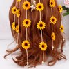 Flower Headband Hippie Sunflower Hairband Floral Crown Bohemian Hair Band Women Girls Boho Hair Hoop Headdress Headwear Headpiece Party Decoration Cosplay Costume Cute Handmade Hair Accessories Yellow