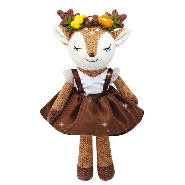 JUSTQUNSEEN Deer Stuffed Animal, 17" Reindeer Plush Toys, Cute Stuffed Animals Deer Ballerina Doll, Stuffed Animals for Girls, Soft Plush Doll Animal Toy, Christmas Birthday Gifts for Baby Kids Girls