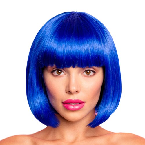 YOUNIGA Blue Bob Wig With Bangs 12 Inch Royal Blue Wig Short Synthetic Fiber Bob Wigs for Women Short Bob Wigs and Halloween Cosplay Bob Wig With One Cap (Blue)
