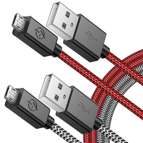 Oritikur PS4 Controller Long Charger Cable – 2 Pack 10FT Nylon Braided Micro USB Charging Play Cord Data Sync Wire with Flush Fit Connector for Playstation 4 Accessories