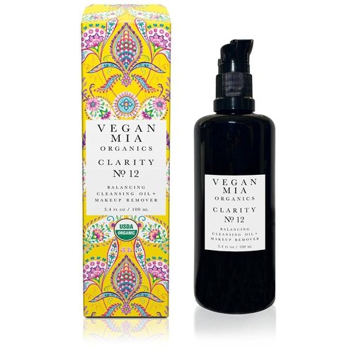 Vegan Mia - USDA Organic Facial Cleansing Oil & Makeup Remover - All-Natural Hydrating Oil Cleanser for Face, Eyes & Lips, Gently Removes Eye Makeup, Sunscreen, Foundation & Lipstick, 3.4 fl oz