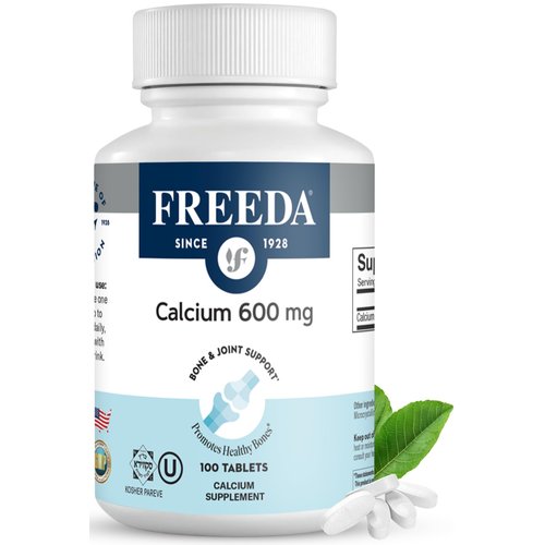 Freeda Calcium Carbonate 600 mg – 100 Tablets | High-Potency Daily Calcium Supplement | Vegan, Allergen-Free, Clean Label | Made in USA, GMP Facility, Third-Party Tested