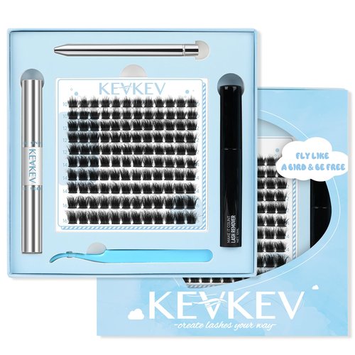 KevKev DIY Lash Extension Kit 3D Fluffy Eyelash Extension Kit 120 Pcs Lash Clusters Kit Individual Lashes Kit Mixed C/D Lash Bond and Seal Lash Glue Lash Remover (Daisy,10-16mix)