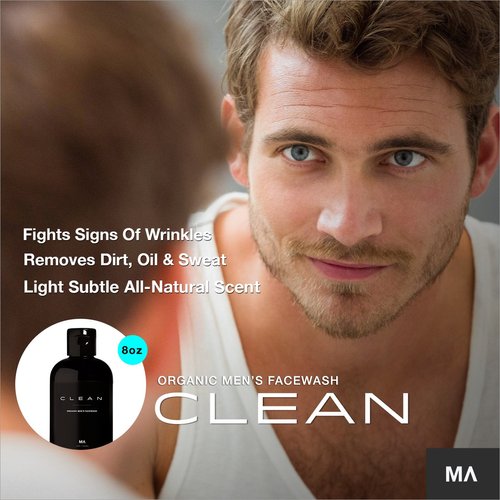 Minamul Mens Face Wash - Exfoliating Organic Foaming Scrub | Daily Deep Facial Cleanser for Acne | Safe for Oily, Dry, Combo or Sensitive Skin Types | Light Scent | Anti-Agin