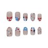 4th of July Press on Nails French Tips Almond Shaped Fake Nails Stars Cherry Designs Independence Day Patriotic False Nails Pink Glossy Artificial Stick Glue on Nails for Women Girls 24 Pcs