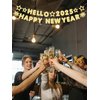Hello 2025 Happy New Year Decorations Banner – Pre-Assembled Glitter Gold Party Garland for New Year’s Eve Celebration, Hanging Festive Decor for Indoor and Outdoor Party Supplies