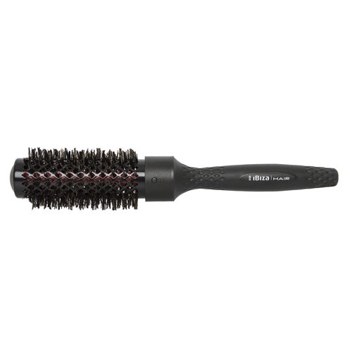 Ibiza Hair Professional Ceramic Round Brush (RB3, 33mm), Carbon Fiber/Nylon Bristles & Beech Wood Core to Absorb Heat & Protect Hair from Damage, Adds Shine to All Hair Types, For Loose Waves