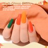 eodci Gel Polish Nail Set 20 Colors with 3Pcs Glossy & Matte Top Coat and Base Coat, Orange Brown Burgundy Green Sparkle Glitters Colorful Gel Polish Set For Mother's Day