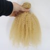 ZigZag Hair Afro Kinky Curly Human Hair Bundle Blonde Color 1pc Afro Curly Weft Hair Extensions Human Hair (12 Inch, Blonde)