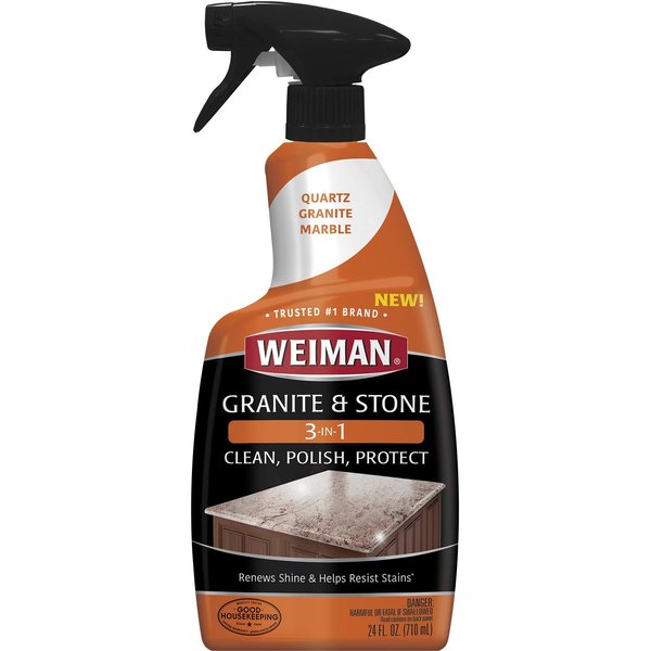 Granite Stone Clean, Polish and Protect - 24 Ounce - Streak-Free, pH Neutral Formula for Daily Use on Interior and Exterior Natural Stone