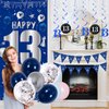 13th Birthday Decorations for Boys Girls, Blue Silver 13th Birthday Decorations Backdrop with Happy 13th Birthday Banner, Number 13 Hanging Swirls, Triangle Flag, 13 Years Old Birthday Party Supplies