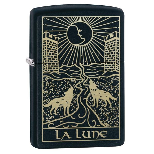 Zippo Wolf Tarot Card Black Matte Pocket Lighter