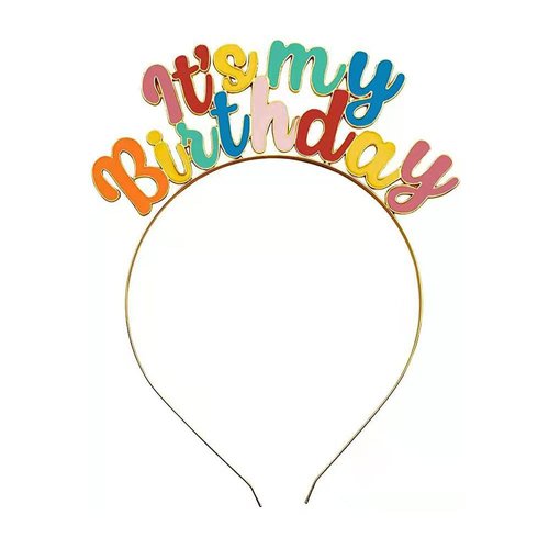 Sowaka ITS MY BIRTHDAY Headband Crown for Women Girl Colorful Metal Birthday Girl Princess Hair Band Headpieces Decoration for Parties Favors Costume Happy Birthday