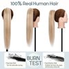 Rich Choices Claw Clip Ponytail Extension Human Hair Real Hair Ponytail Balayage Golden Brown Highlighted Bleach Blonde 18 Inch 115g One Piece Clip In Long Ponytail Hair Extension For Women #12P613