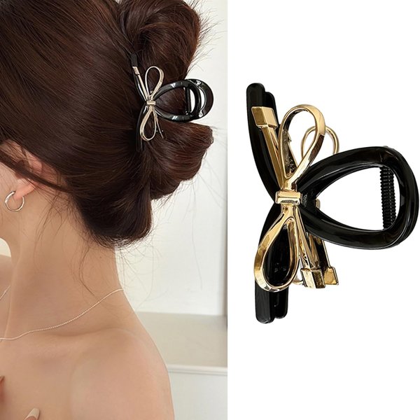 Bow Hair Clips for Styling Hair Bows Strong Hold Elegant Decorative Hair Pins Metal Fashion Gold Medium Claw Clips for Thick Hair Cute Hair Accessories Hair Supplies Barrettes for Women Fine Hair