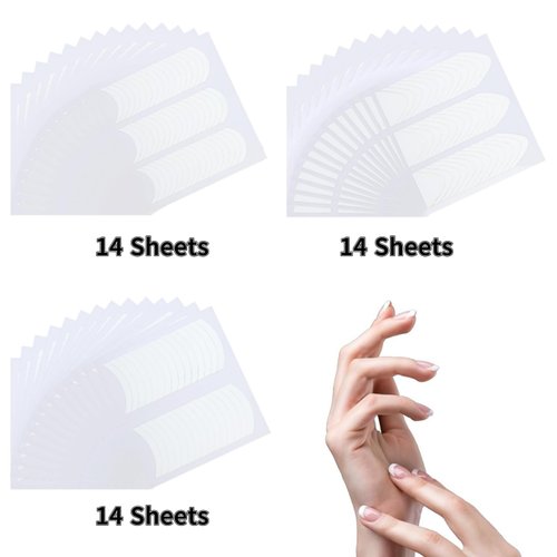 1596 Pieces（42 Sheets）French Tip Nail Stickers Moon V-Shaped Nail Guides 3 Design Self Adhesive French Manicure Nail Art Stickers French Nail Strips for DIY Decoration Stencil Tools Kits