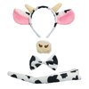 4 Pcs Halloween Milk Cow Headband Nose Bow Tie Tail Cow Ears Horns Hair Hoops Bowtie Animal Cow Headpiece Hairband Hair Bands Women Christmas Party Decoration Cosplay Costume Cute Hair Accessories
