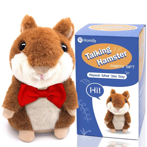 Talking Hamster Repeats What You Say, One Year Old Boy Girl Toys Birthday Gifts, Baby Toys 0-6-12-18 Months, Valentine First Birthday Gifts for Girls Age 1 3 5 (Red Tie)