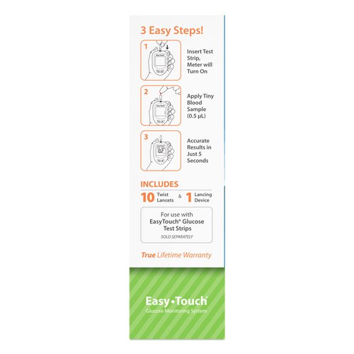 EasyTouch Glucose Monitoring System with 1 Meter, 10 Twist Lancets, 1 Lancing Device