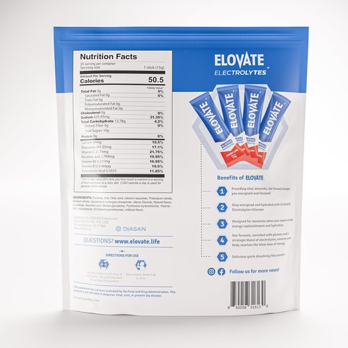ELOVATE Electrolyte Drink Mix with 8 Grams of Glucose - Pack of 25, Lime Cherry - Dextrose - Glucose Powder - Energy Drink