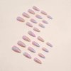 RikView Pink Press on Nails Medium Fake Nails with Flowers Design Almond Nails Glossy Full Cover Nails