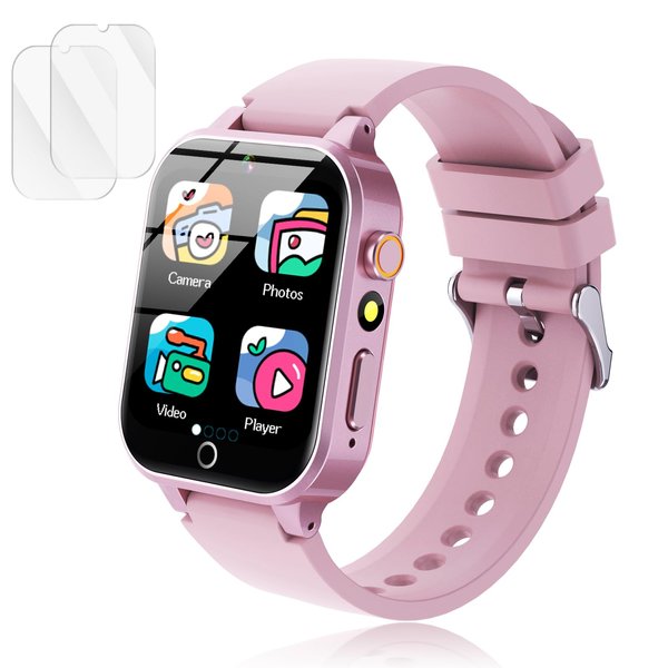 Luyiilo Smart Watch for Kids, with 26 Puzzle Games, Touch Screen, HD Camera, Alarm Clock, Toys for Ages 4-12 Years Old.Birthday Gift for Boys Girls (Pink)