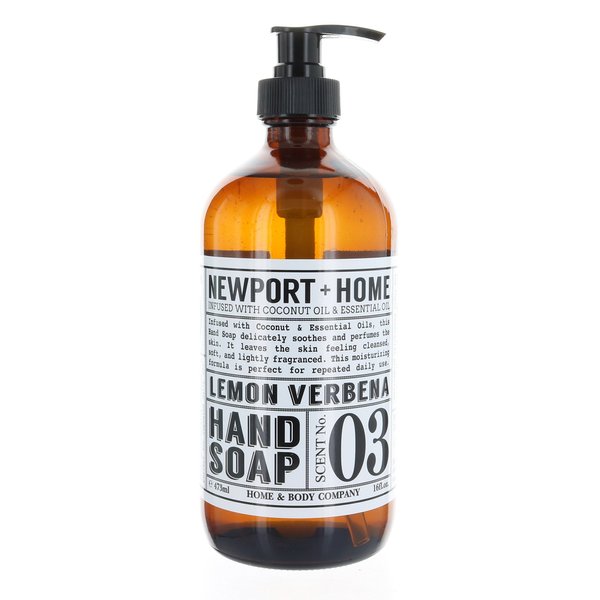 Newport + Home Hand Soap, Lemon Verbena 16 oz, Infused w/Coconut Oil & Essential Oil by Home and Body Co