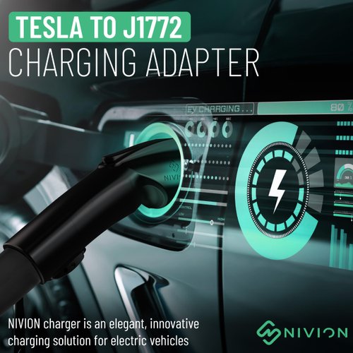 NIVION 80A Tesla to J1772 Charging Adapter –250V for J1772 EVs & PHEVs - Compatible with Tesla High Powered Connectors, Wall Connector, Mobile Connectors and Destination Chargers (NOT for Jeep)