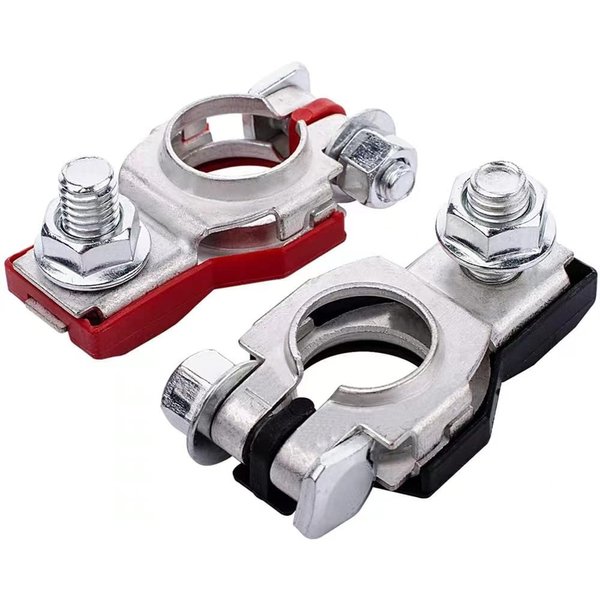 Battery Terminal Connectors(1 pair), Positive & Negative Auto Battery Cable Terminal Top Post With plastic bottoms,Automotive Accessories Universal for Nissan 243407F000 243407F001
