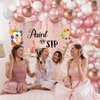 MEHOFOND Paint and Sip Party Decorations for Adults Sip and Paint Kit Happy Birthday Party Rose Gold Balloon Arch Kit Sip and Paint Party Supplies for Date Night Art Painting Set 111 Pcs