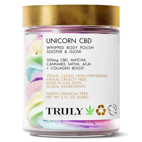 Truly Beauty Unicorn Whipped Body Polish with Chia, Acai and Rose - Whipped Body Butter with Shea for Women, Body Butter Cream for Softer, Smoother and Glowing Skin - 2 Fl. Oz