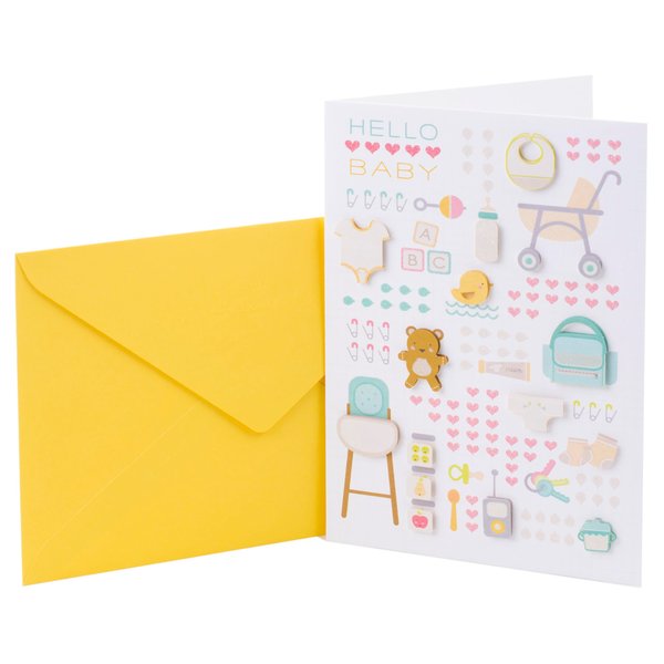 Hallmark Signature Baby Shower Card for New Parents (Baby Icons) Welcome New Baby, Congratulations, Gender Reveal