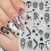 Shiny Crystal Spider Nail Stickers for Nail Art 6 Sheets Halloween Nail Decals 3D Self-Adhesive Spider Web Spider Ghost Bat Halloween Nail Art Stickers DIY Manicure Decoration Supplies for Women Girls