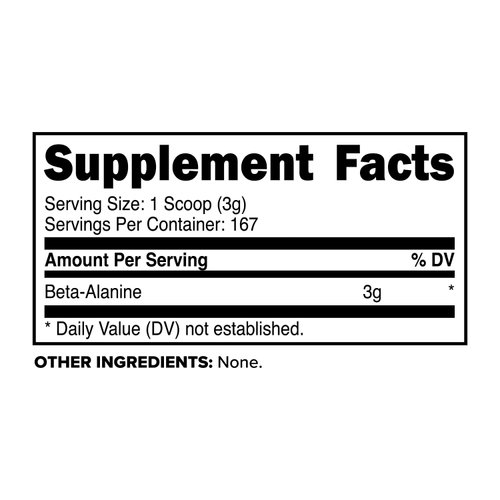Primaforce Beta Alanine Powder 500 Grams (1.1lbs) Unflavored - Pre Workout and Post Workout Supplement