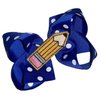 Pencil Blue Polka Dot Boutique Hair Bow 4" with Tails