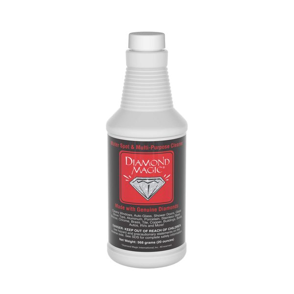 DIAMOND MAGIC - Water Spot & Multi-Purpose Cleaner (20 Ounces) Clean with The Power of Genuine Diamonds! Professional Cleaner/Hard Water Stain Remover. Made in The USA!