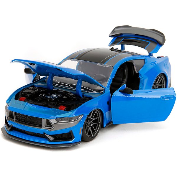 2024 Dark Horse Blue Metallic with Black and Gray Stripes Bigtime Muscle Series 1/24 Diecast Model Car by Jada 35276