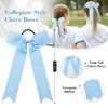 DEEKA 12 PCS Collegiate Style Cheer Bows Long Tail Skinny Cheer Bow Ponytail Holder Handmade Bows for Girls Teens Softball Cheerleader Sports -Forest Green